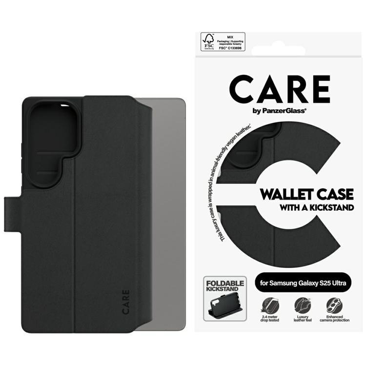 Care by PanzerGlass Galaxy S25 Ultra Plånboksfodral Kickstand - Svart | 2353 | AlltMobil