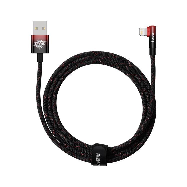 Baseus Elbow USB-A till Lightning kabel 2m - Svart/Röd | 3541 | AlltMobil