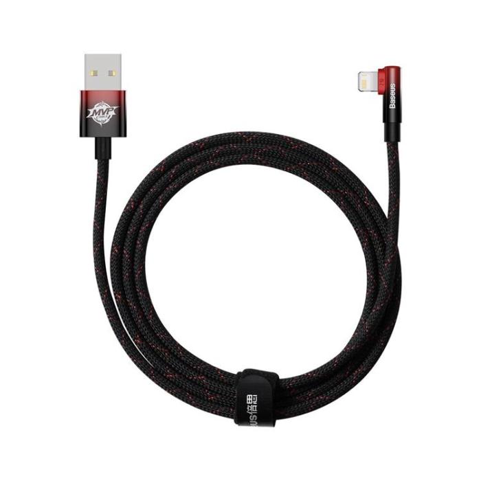 BASEUS - Baseus Elbow USB-A till Lightning kabel 2m - Svart/Röd