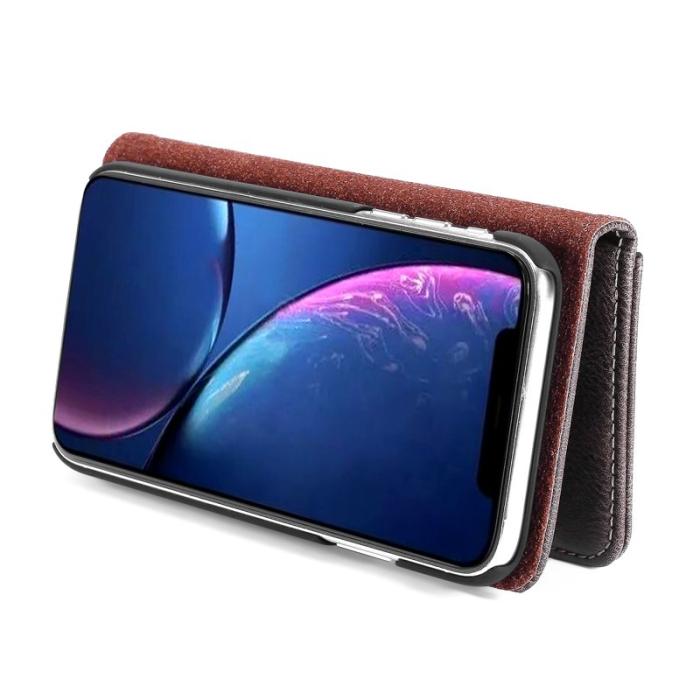DG.MING - DG.MING iPhone 11 Plånboksfodral i Äkta läder- Grå, Stötabsorberande