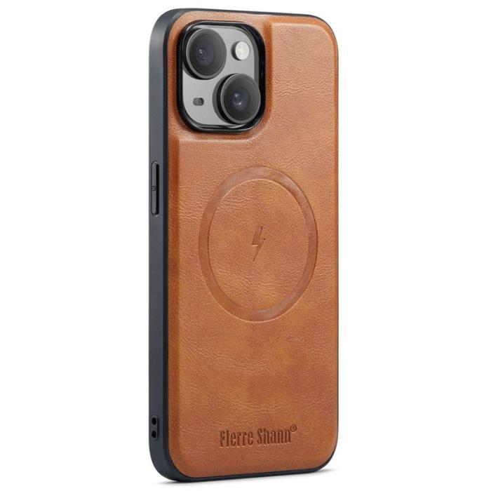 FIERRE SHANN - FIERRE SHANN 025 Fodral för iPhone 15 Plus - KonstLäder - Brun