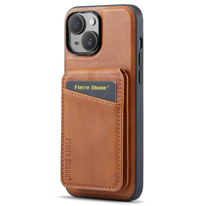 FIERRE SHANN - FIERRE SHANN 025 Fodral för iPhone 15 Plus - KonstLäder - Brun