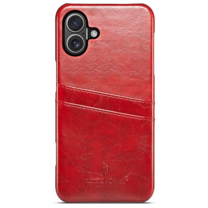 FIERRE SHANN - FIERRE SHANN iPhone 16 Plus Fodral KonstLäder - Röd