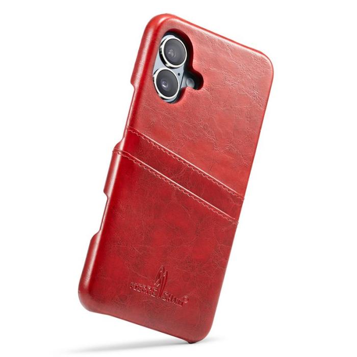 FIERRE SHANN - FIERRE SHANN iPhone 16 Plus Fodral KonstLäder - Röd