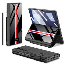 GKK - GKK Samsung Galaxy Z Fold7 Fodral - H&aring;rd PC + PU - Svart+Randig