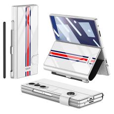 GKK - GKK Samsung Galaxy Z Fold7 Fodral - H&aring;rd PC + PU - Vit + Stripes