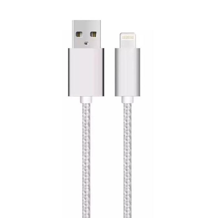 SiGN - SiGN USB-A till Lightning Kabel 12W 1m - Silver/Nylon