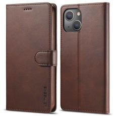 LC.imeeke - LC.IMEEKE iPhone 14 Pl&aring;nboksfodral Flip Folio Konstl&auml;der - Brun