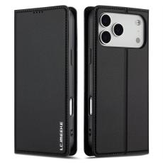 LC.imeeke - LC.IMEEKE L1 Series iPhone 17 Pro Pl&aring;nboksfodral Konstl&auml;der - Svart