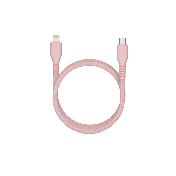 QUALO - QUALO USB-C till Lightning Kabel 2.4A 1.5m Nylon QKN-CL-16 - Rosa