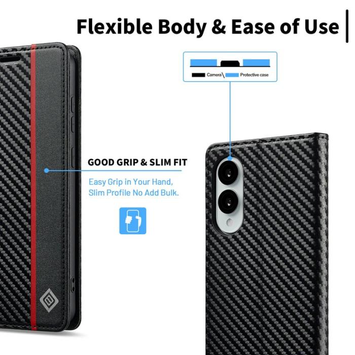 LC.imeeke - LC.IMEEKE Samsung Galaxy S25 Edge Plånboksfodral Konstläder - Vit