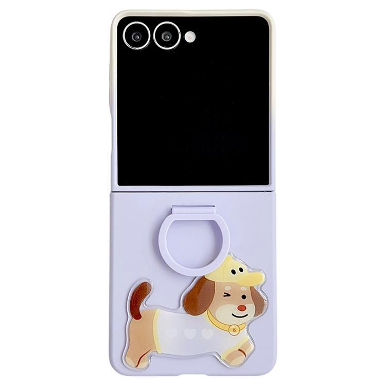 Galaxy Z Flip 7 Mobilskal Silikon Ring Med Sticker - Gradient Lila | 2353 | AlltMobil