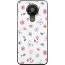 Gustaf - Mobilskal till Nokia 3.4 med Blommor och fj&auml;rillar