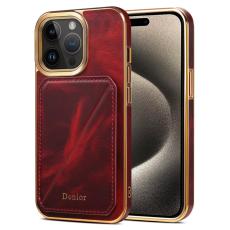 DENIOR - DENIOR Mobilskal till iPhone 15 Pro Max KortMobilskal &Auml;kta L&auml;der + TPU + PC R&ouml;d