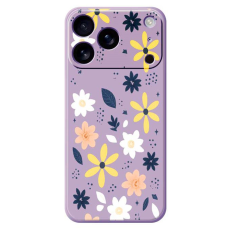 A-One Brand - iPhone 17 Pro Max Mobilskal Colorful Floral Blue Leaves TPU - Lila