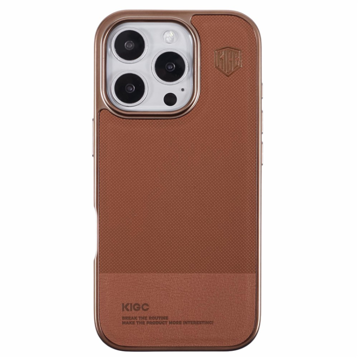 KIGC - KIGC Mobilskal till iPhone 16 Pro Max Electroplating PC + TPU + PU - Guld