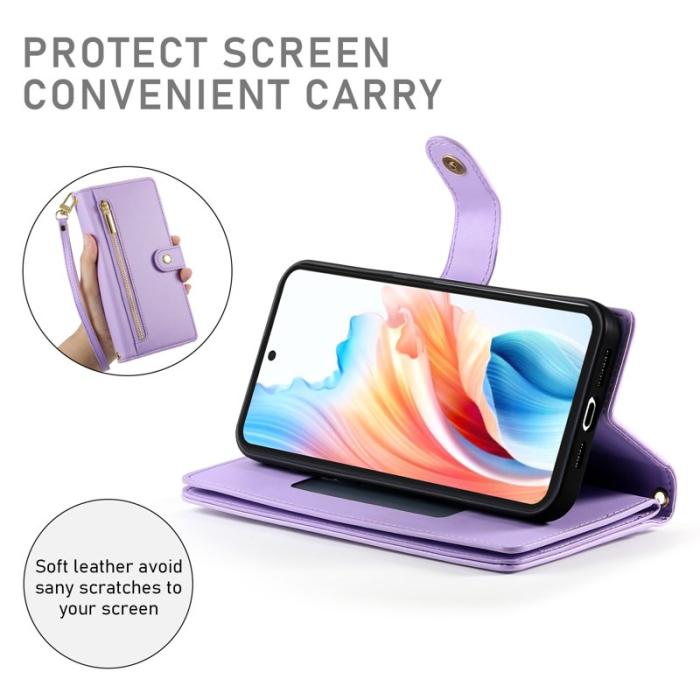 OEM - Samsung Galaxy S26 Fodral Dragkedja Äkta Läder - Lila
