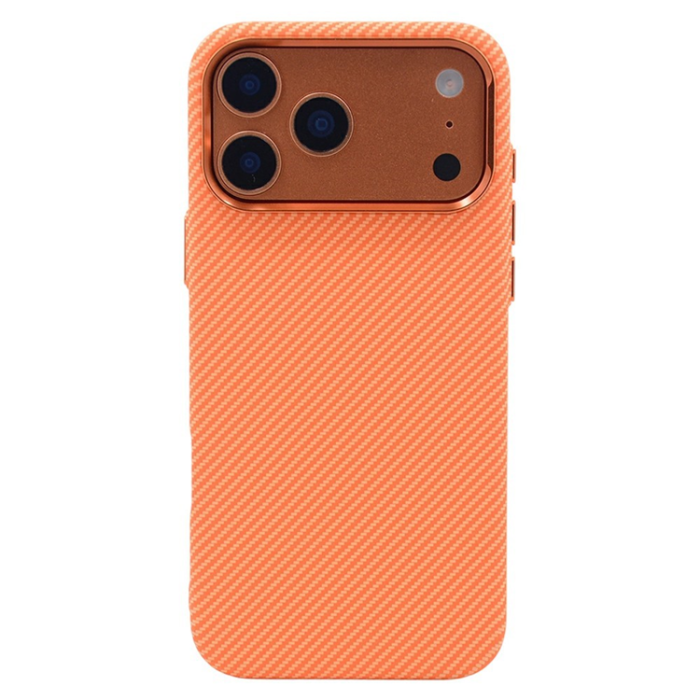 A-One Brand - iPhone 17 Pro Mobilskal Magsafe Carbon Fiber Texture - Orange Fine Lines