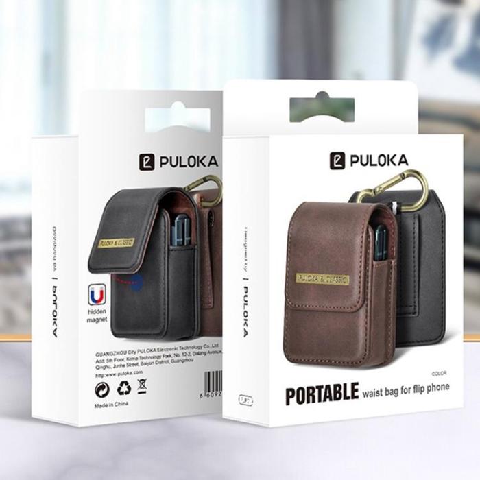 PULOKA - PULOKA Galaxy Z Flip 6/Z Flip 5 Bältesväskor Holster Vertical - Brun