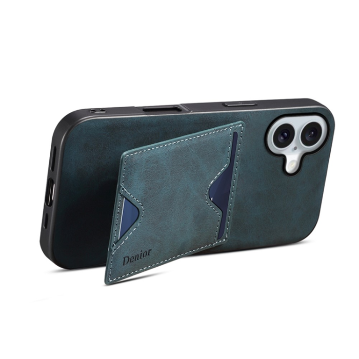 DENIOR - DENIOR iPhone 17 Mobilskal Kickstand Korthållare - Blå