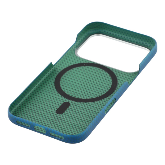 A-One Brand - iPhone 17 Pro Max Mobilskal MagSafe Carbon Fiber - Blå/Grön