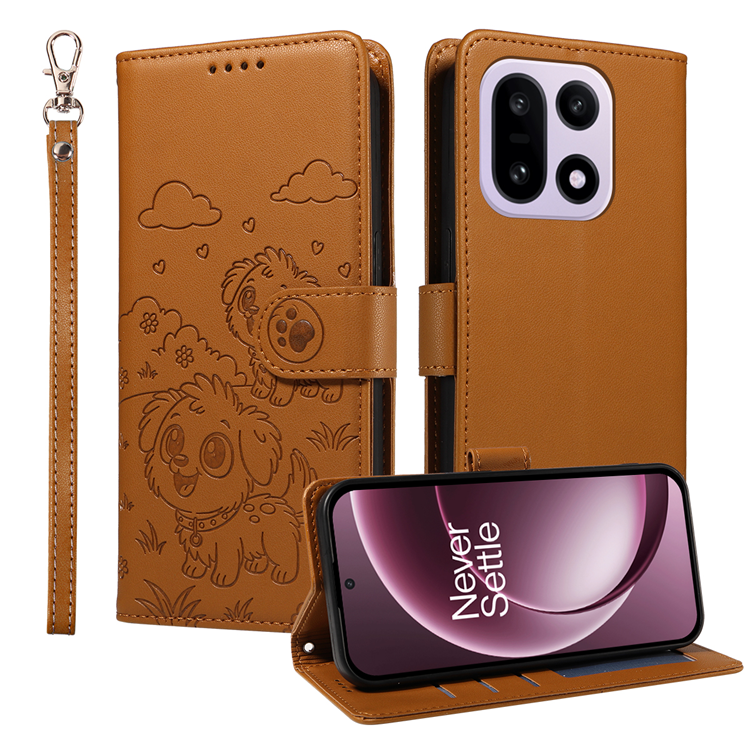 OnePlus 15 Konstläder Plånboksfodral RFID-Skydd Imprinted Dog Pattern | 2353 | AlltMobil