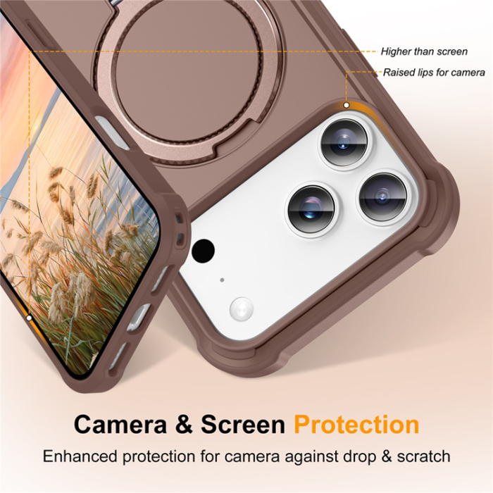 A-One Brand - iPhone 17 Pro Max Mobilskal MagSafe Kickstand Shockproof - Guld