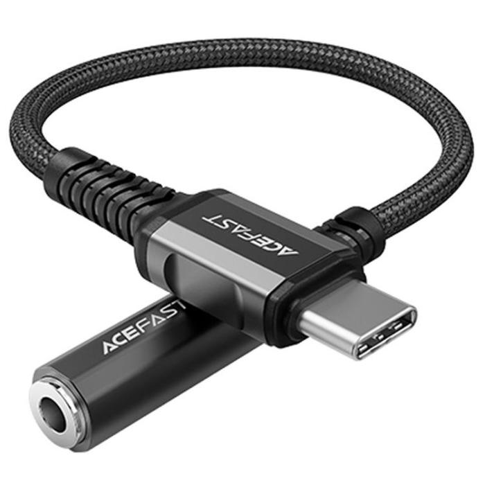 Acefast - Acefast Typ-C Ljud Kabel 3.5 mm Minijack DAC 18 cm - Svart