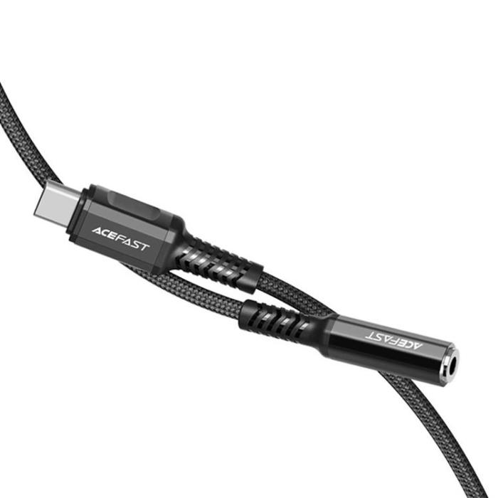 Acefast - Acefast Typ-C Ljud Kabel 3.5 mm Minijack DAC 18 cm - Svart