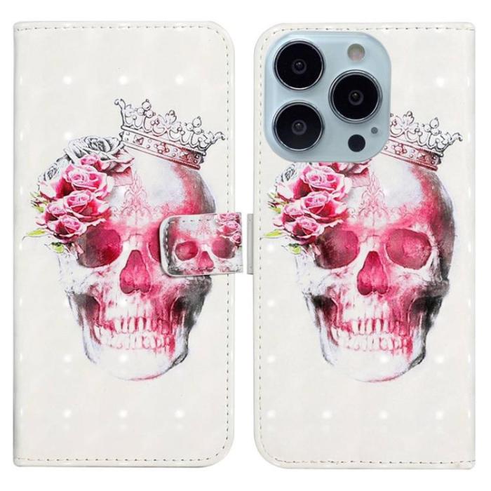 OEM - iPhone 14 Pro Max Plånboksfodral 3D Pattern - Crown Skull