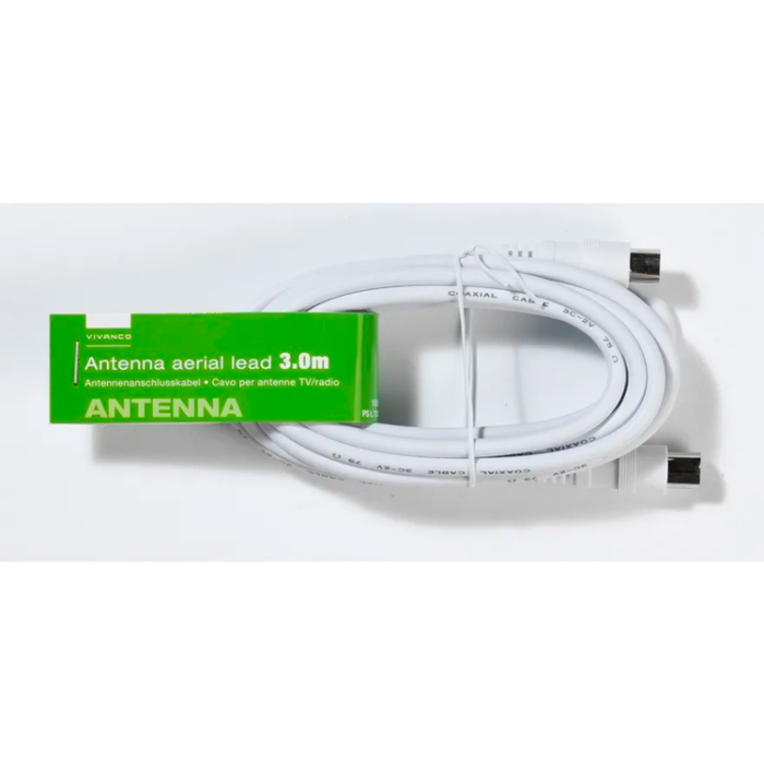 UTGATT1 - Vivanco Antenn Kabel 2x Skärmad 75dB 3m - Vit