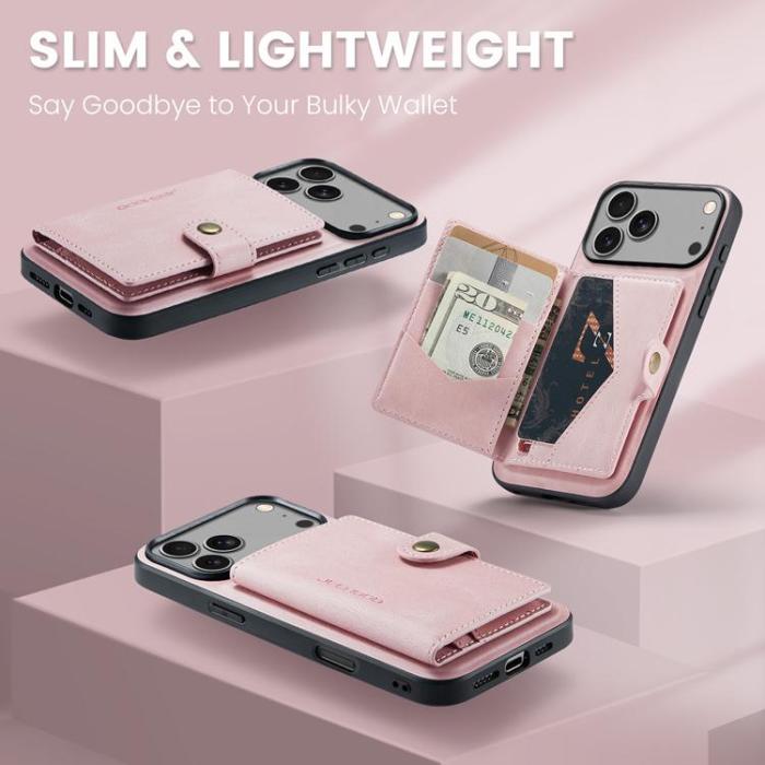 OEM - JEEHOOD Mobilskal till iPhone 17 Pro Konstläder Plast Avtagbar - Rosa