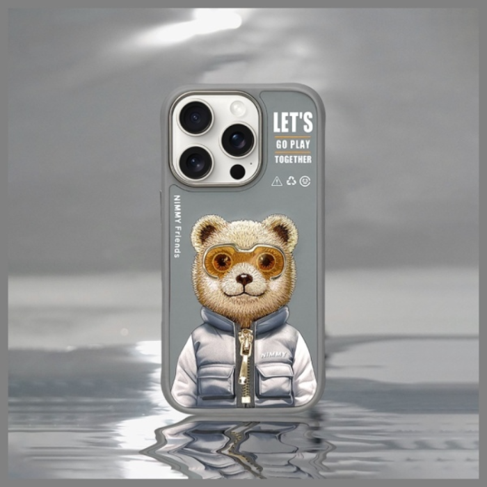NIMMY - Nimmy iPhone 16 Pro Max Mobilskal Cool & Cute 2.0 Bear - Grå