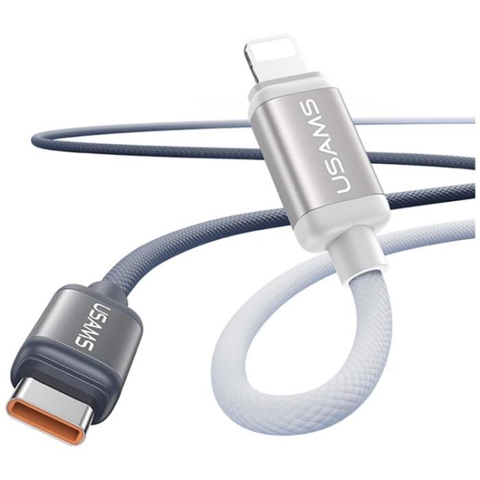 USAMS - USAMS USB-C till Lightning Kabel PD 30W 1.2m Bicolor SJ757 - Svart/Vit