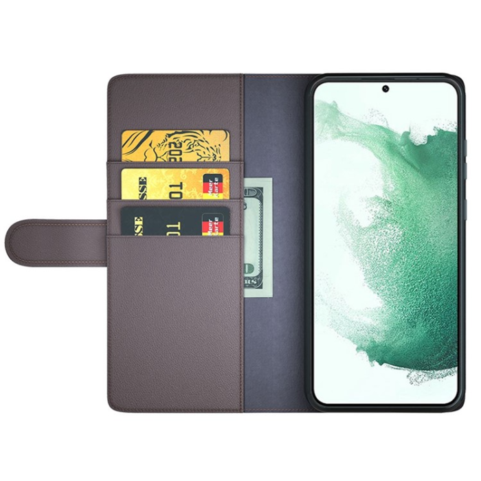 A-One Brand - Galaxy S23 Plus Plånboksfodral Äkta Läder - Brun