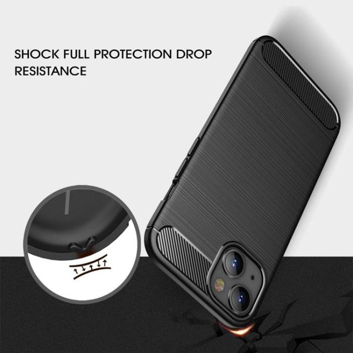 OEM - iPhone 14 Skal Carbon Fiber Texture - Svart