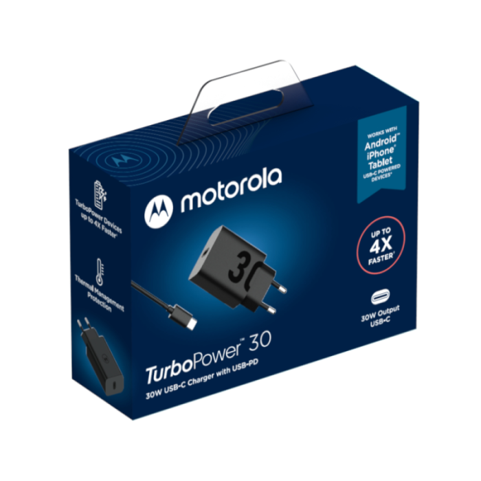UTGATT1 - Motorola TurboPower Laddare - kabel C-C 30 USB-C m/1m