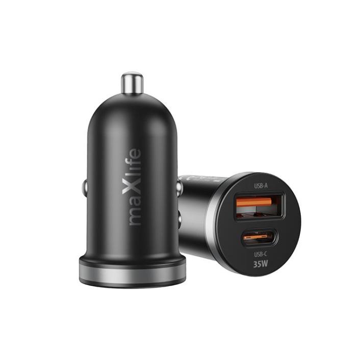 Maxlife - Maxlife Billaddare 35W 1xUSB-C 1xUSB PD QC MXCC-05 - Svart