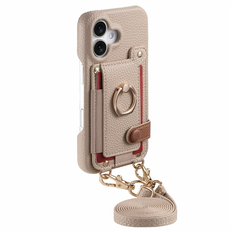 iPhone 17 Mobilskal med Korthållare Ring Kickstand - Khaki (Khaki) | 2353 | AlltMobil