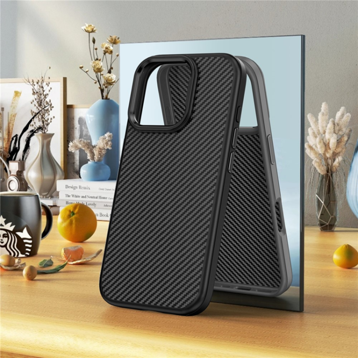 iPaky - IPAKY iPhone 16 Pro Max Mobilskal Carbon Fiber - Grå