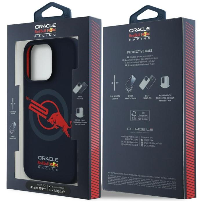 Red Bull - Red Bull Mobilskal till iPhone 15 Pro MagSafe Logo Red Lining - Marinblå