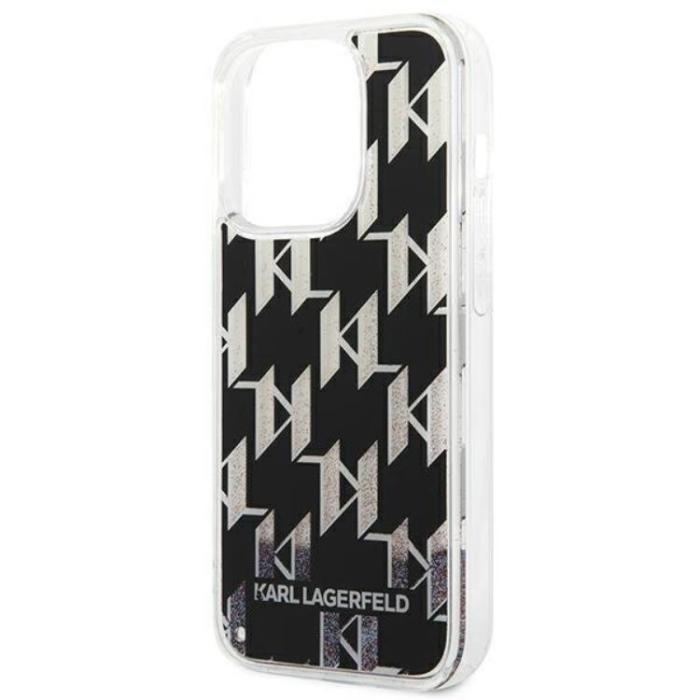 KARL LAGERFELD - Karl Lagerfeld iPhone 14 Pro Max Skal Liquid Glitter Monogram - Svart