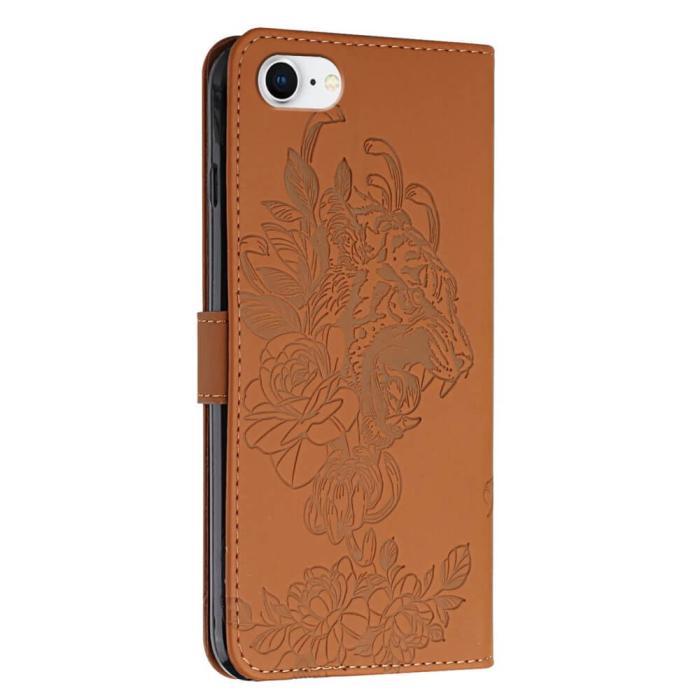 A-One Brand - Tiger Flower Plånboksfodral till iPhone 6/6S/7/8/SE 2020 - Brun