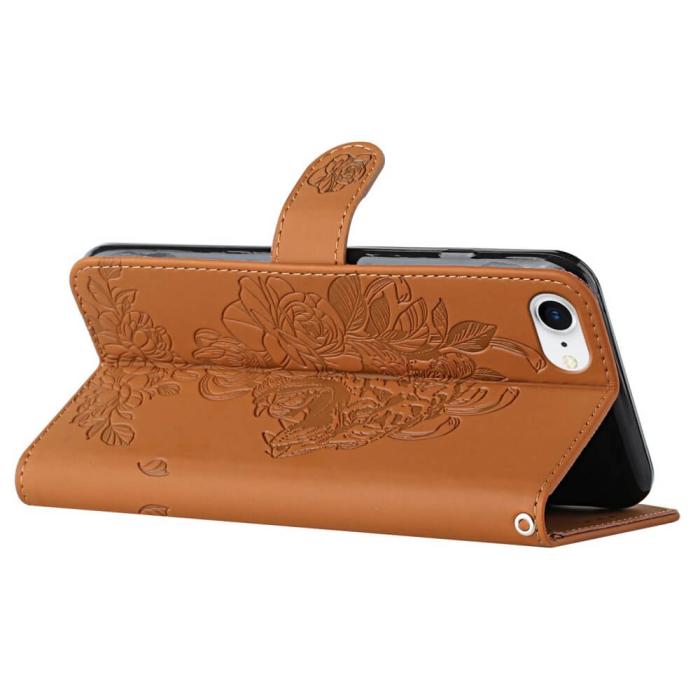 A-One Brand - Tiger Flower Plånboksfodral till iPhone 6/6S/7/8/SE 2020 - Brun