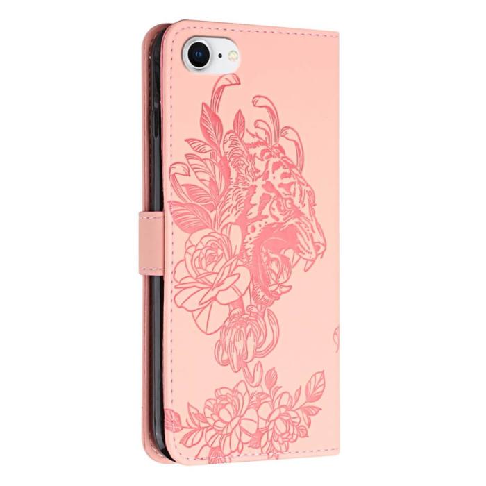 A-One Brand - Tiger Flower Plånboksfodral till iPhone 6/6S/7/8/SE 2020 - Rosa