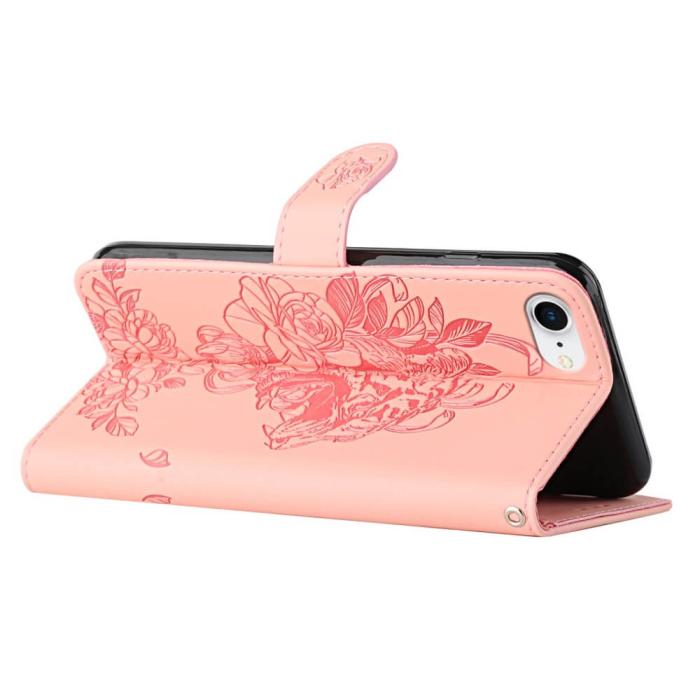 A-One Brand - Tiger Flower Plånboksfodral till iPhone 6/6S/7/8/SE 2020 - Rosa