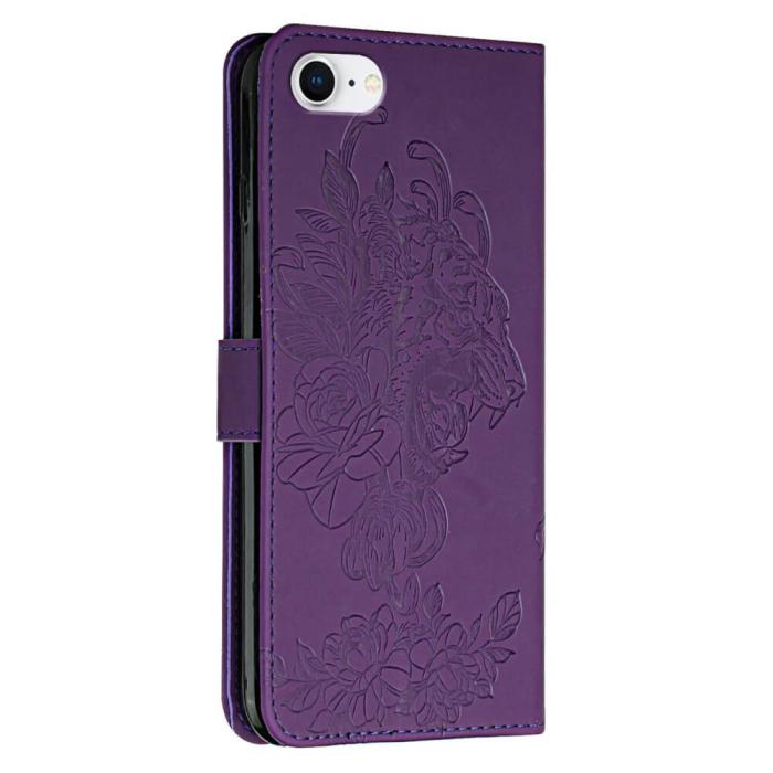 OEM - Tiger Flower Plånboksfodral till iPhone 6/6S/7/8/SE 2020 - Lila