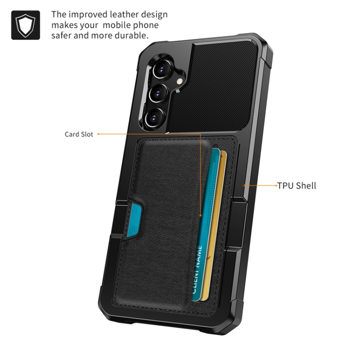 A-One Brand - Galaxy A54 5G Mobilskal ZM02 Korthållare PU Läder - Svart