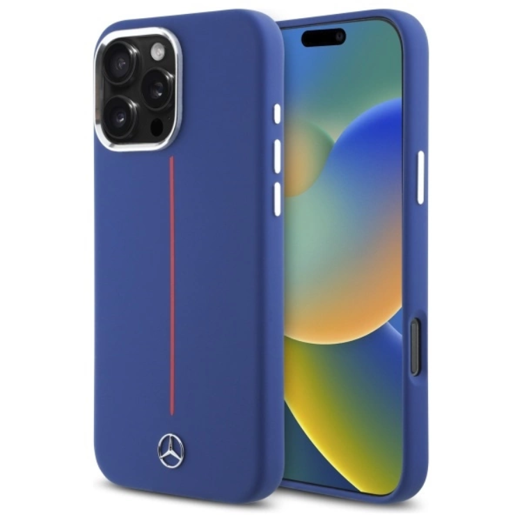 Mercedes Mobilskal till iPhone 16 Pro Max MagSafe Silikon Röd Stripe - Blå | 2353 | AlltMobil