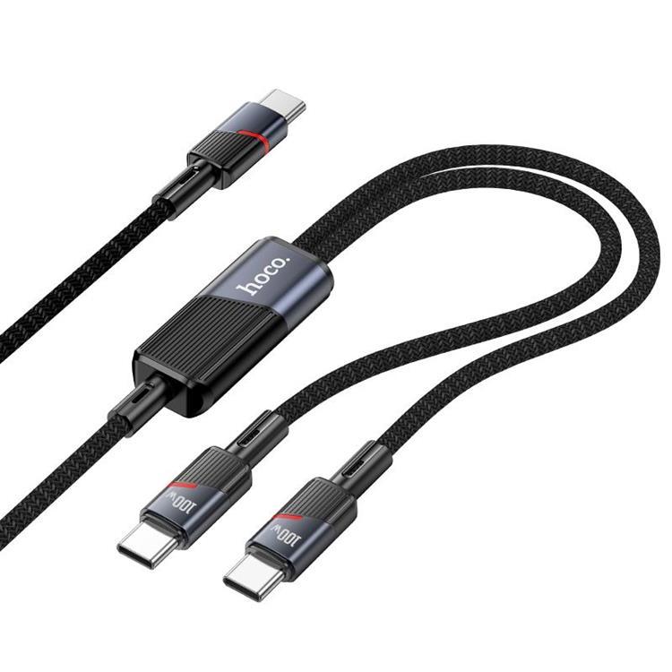 HOCO 2in1 USB C - USB-C/USB C 100W 5A Kabel 1.2m U139 Svart | 3541 | AlltMobil